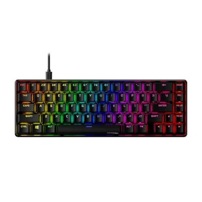Image of HYPERX 4P5D6AA Alloy Origins 65 Mechanical Gaming Keyboard Ultra Compact 65% Form Factor Red Switch (Linear) Double shot PBT keycaps RGB LED Backlit Side Printed Secondary Functions,Black