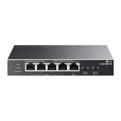 Image of TP Link TL SG1005P PD 5 Port Gigabit Desktop Network Switch, PoE++/PoE+/PoE, 66W Budget, Black