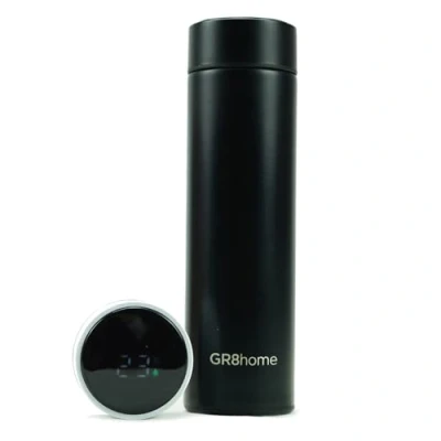 Image of LED Display Smart Water Bottle Vacuum Insulated Flask 500ml Stainless Steel Thermal Cup with Digital Temperature (Black)