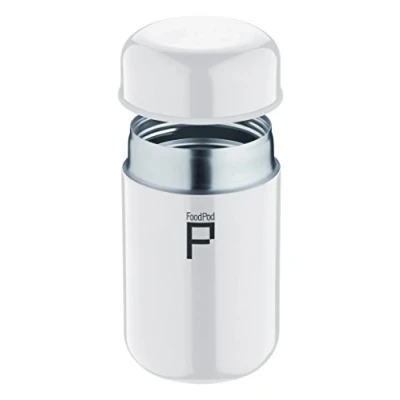 Image of DrinkPod HCP 400W Pioneer Stainless Steel Vacuum Insulated Leak Proof Foodpod Capsule Flask 6 Hours Hot 24 Cold, White, 400 ml