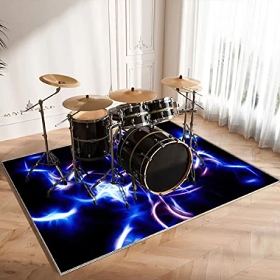 Image of Drum Rug Mat Soundproof Rugs Non Slip Blanket For Electronic Jazz Kit Bass Snare And Other Musical Instrument Rectangle Carpet 140 x 120 cm Thicken