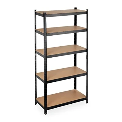 Image of Relaxdays Heavy Duty Shelving Unit, Max. Load 875 kg, 180x90x45 cm, 5 Shelves, Garage &amp; Warehouse Storage, Steel, Black