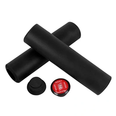 Image of VGEBY1 1Pair Handlebar Grips, Silica Gel Bike Handle Grip Bicycle Cover Cycling Accessory with Bar Ends(Black)