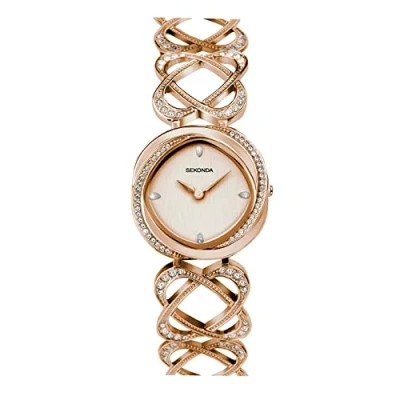 Image of Sekonda Hidden Hearts Ladies 29mm Quartz Watch in Rose with Analogue Display, and Gold Alloy Strap 40509
