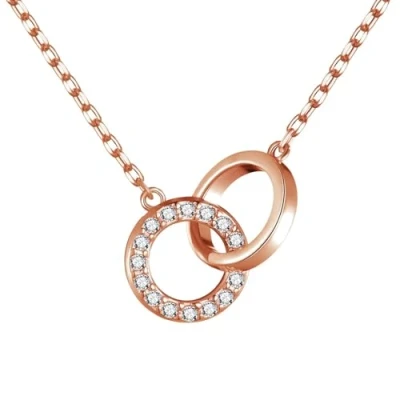 Image of Philip Jones Rose Gold Plated Circle Link Necklace Created with Zircondia® Crystals