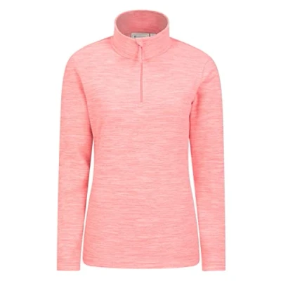 Image of Mountain Warehouse Snowdon Womens Fleece Top Warm Pullover, Lightweight Sweater, Half Zip, Breathable Ladies Tee, Quick Drying For Autumn Winter, Walking, Travelling Coral Women&#039;s Size 18