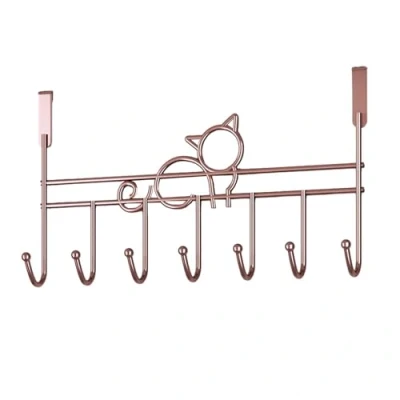 Image of Fukamou Over The Door Towel Hook 7 Hooks Heavy Duty Cat Shaped Hanger for Living Room Bathroom Bedroom and Kitchen, Coat Rack Clothes Hat