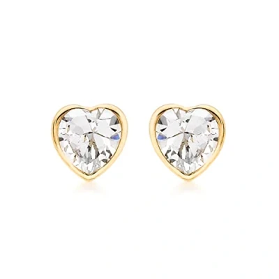 Image of Carissima Gold Women&#039;s 9ct Yellow Cubic Zirconia Heart Stud Earrings