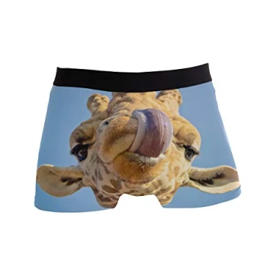 Image of ZZKKO Giraffe Mens Boxer Briefs Underwear Breathable Stretch Trunk with Pouch XL Blue