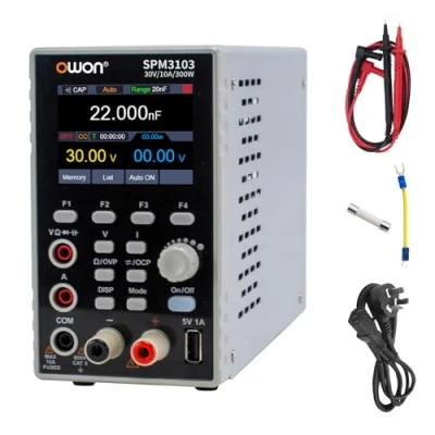 Image of OWON SPM3103 2 in 1 Power Supply &amp; Multimeter(0 30V,0 10A) DC Variable, Bench Supply, with 2.8 inch High Precision LED, USB Interface Support SCPI, 4 1/2 Digital multimeter