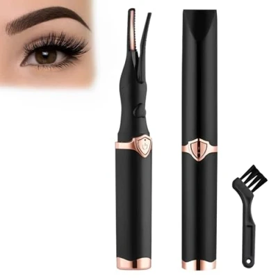 Image of REBUCINA Heated Eyelash Curler,Heated Lash Curler,USB Rechargeable with Brush,3 Temperature Adjustments Curler,Natural Curled Eyelashes,Anti Scalding Curler for Women