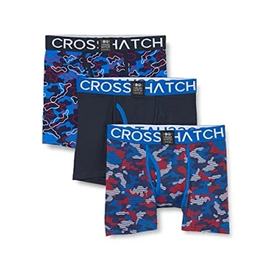 Image of Crosshatch Men&#039;s Linamo Boxer Shorts, Blue, S UK
