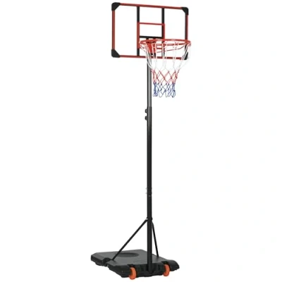 Image of SPORTNOW Height Adjustable Basketball Hoop and Stand for Kids with Sturdy Backboard Weighted Base, Portable on Wheels, 1.8 2.1m