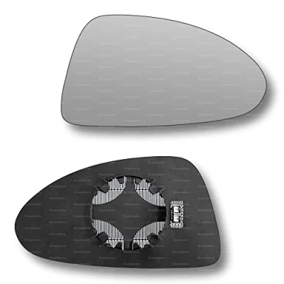 Image of Less4spares Replacement Wing Mirror Glass Right Compatible with Vauxhall Corsa 2014 2020 CLIP ON Driver Off side Heated Convex