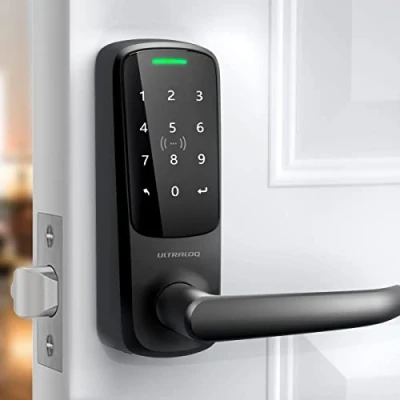 Image of ULTRALOQ Latch 5 Built in WiFi Smart Lock with NFC, 1 Keyless Entry Door Bluetooth, Handle Keypad (Black)