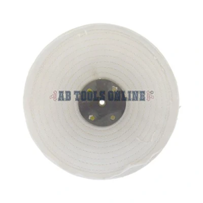 Image of White Close Stitched Metal Polishing Buffing Mop 10&quot; x 2&quot; 4 Section 2nd Stage