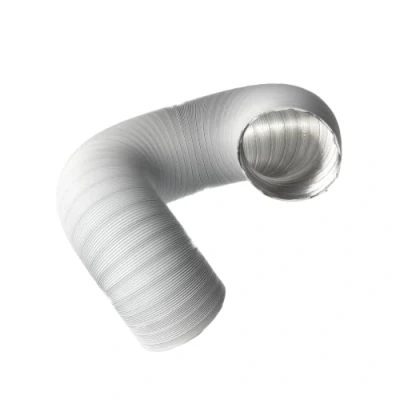 Image of Ø 125mm / 5 inch Flexible Air Duct for Cooker Hood, Conditioner, Extractor Fan, Tumble Dryer 1.5m 4.9ft Semi Rigid Exhaust Hose Ventilation Ducting Aluminium White
