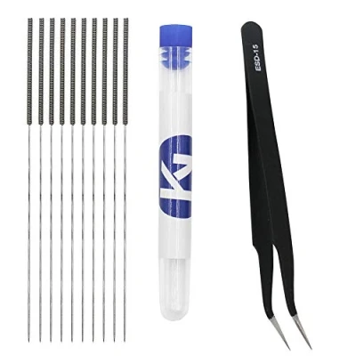 Image of KeeYees 3D Printer Nozzle Cleaning Kit, 10pcs 0.4mm Needles with Tweezers, Stainless Steel Extruder Cleaner, Alternative of Drill Bits for