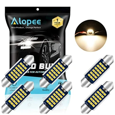 Image of Alopee 578 LED Festoon Bulb, 41mm 1.61&#039;&#039; C5W Canbus Error Free Bulbs,9 28V 2016 18SMD Warm White Plate Lights Bulbs for Car Interior Dome Map Courtesy Trunk Light (6pack)