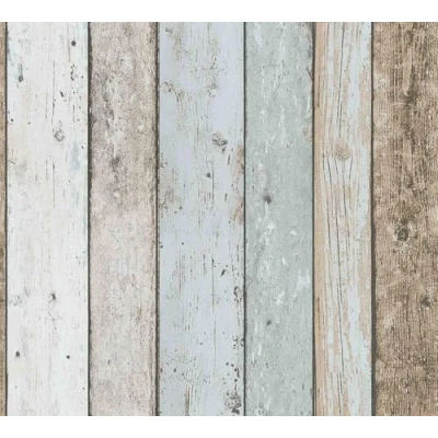 Image of A.S. Création Wallpaper Il Decoro Wood Effect 10.05 m x 53 cm Beige Blue Brown Made in Germany 899927 8999 27