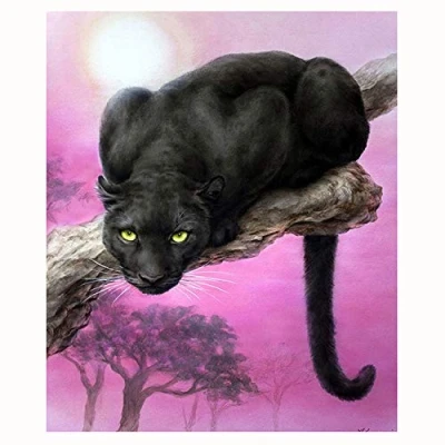 Image of Iejsgfj 5D Diamond Painting Full Drill Kit No Frame 40x30cm Moonlight Black Panther DIY Cross Stitch Mosaic Crystal for kids Adults Rhinestone Arts Craft Home Decor