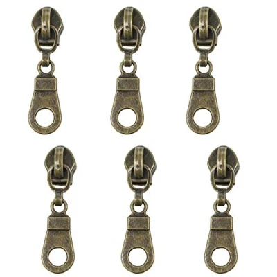 Image of MebuZip 50PCS Anti Brass Pulls for #5 Nylon Coil Zippers Antique Zipper Sliders Luggages Purses Bags (New)