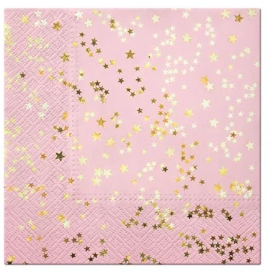 Image of Traditional Xmas Tissue Paper Napkins 33cm x Serviettes Pack of 20 (Stars Confetti)