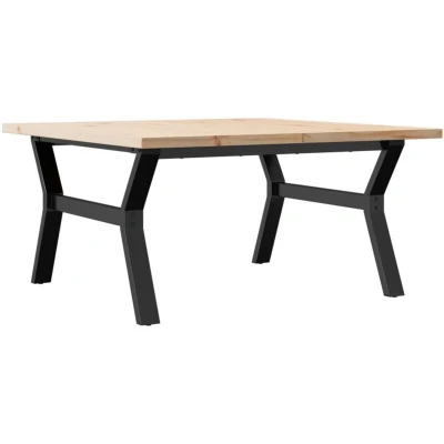 Image of vidaXL Coffee Table Y Frame 90x90x45.5 cm Solid Wood Pine and Steel