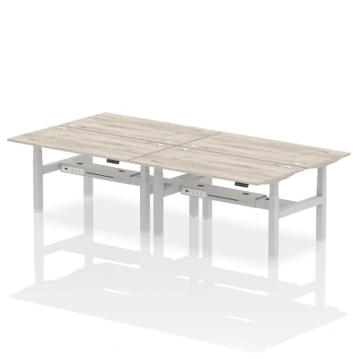 Image of Air B2B 1600x800mm Height Adjustable 4P Bench Desk CP Grey Oak/Silver