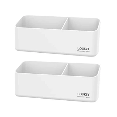Image of loukin Magnetic and Adhesive Marker Holder, Dry Erase Accessory Tray, Storage Organizer for Whiteboard, Glass or Refrigerators 2 Pack(White)