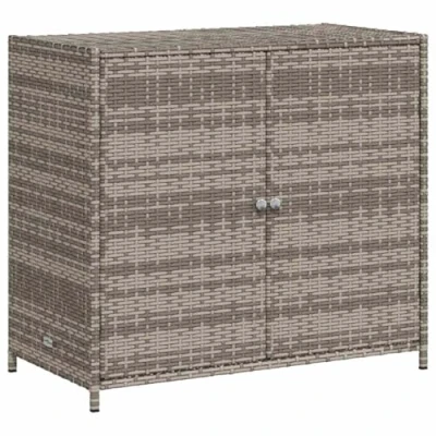 Image of vidaXL Outdoor Storage Cupboard Grey PE Rattan Garden Cabinet Robust and Durable Material Ample Space Stable Steel Frame