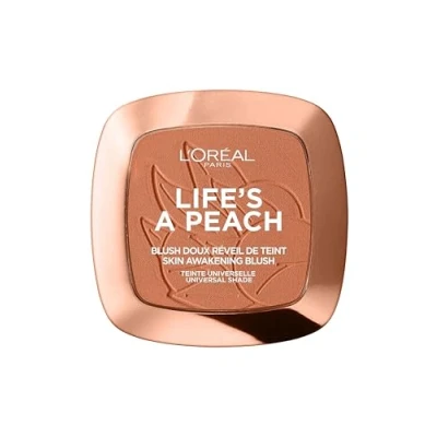 Image of L&#039;Oreal Paris Lifeâ™s a Peach Blusher, Compact Powder Blush in Peachy Beige Shade, Mirror and Brush Included, Scented, Buildable Formula