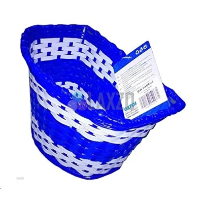 Image of Oxford Boys Girls Kids Bike Handlebar Basket Shopping Childs Bicycle Cycle Woven Blue