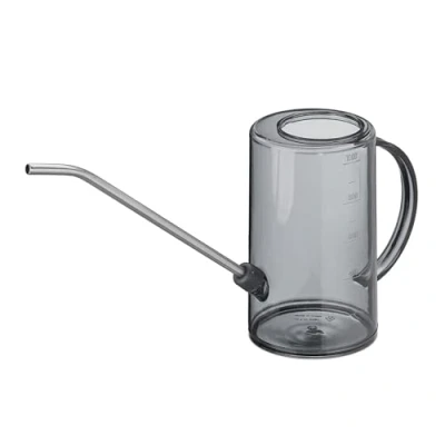 Image of Relaxdays Watering Can, 1 Litre Capacity, for Houseplants, Plastic &amp; Steel, Gardening Pot Indoors, Long Neck, Grey, 19.5 x 10 34 cm