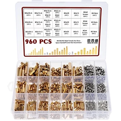 Image of Knpwer 960 Pcs Male Female Hex Brass Spacer Standoff Screw Nut Assortment,M2 M3 M4 Threaded Pillar PCB Motherboard Kit