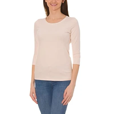 Image of Alkato Women&#039;s 3/4 Sleeve Shirt with Round Neck, Cream, S