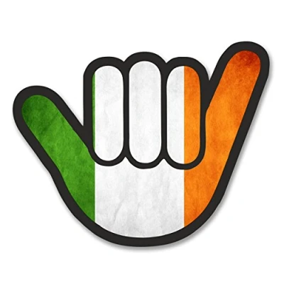 Image of 2 x 10cm Irish Flag Shocker Hand Vinyl Sticker Decal Car Bike Ireland Fun #6179 (10cm Wide 8cm Tall)
