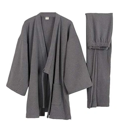 Image of un brand Men&#039;s Japanese Kimono Velvet Pajamas Suit Plus Size Zen Clothing Taoist (Size L, D)