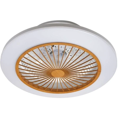 Image of Lindby LED ceiling fan Mamuti, wood coloured, quiet, 55 cm