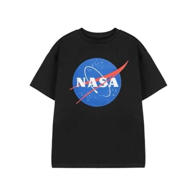Image of NASA Classic Logo Unisex Kids Black Short Sleeved T Shirt Official Graphic Tee for Children Space Exploration Theme Apparel Boys &amp; Girls Astronomy Merchandise Gift