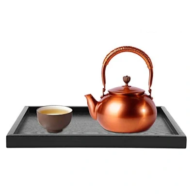 Image of Buachois Wood Serving Tray Solid Wooden Rectangle Handcrafted Decoration Trays Natural Table Plate Tea Drink Fruit Platter for Food Barbecue Party Breakfast Restaurant(30 * 30cm)