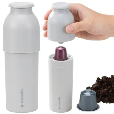Image of Navaris Coffee Pod Recycling Tool (1 Piece) High Quality Recycler for Espresso Pods Aluminium Capsule at Home Grey