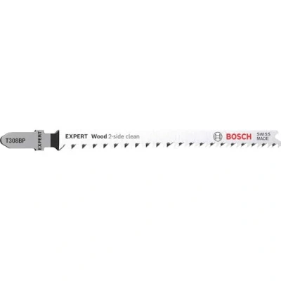 Image of Bosch 3x EXPERT wood 2 side clean T308BP Jigsaw Blade (for Solid furniture board, Plywood, Length 117 mm, Professional Accessory Jigsaw)