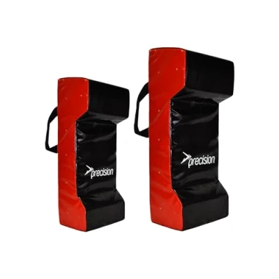 Image of Precision Training Double Wedge Rugby Hit Shield, Durable Contact Tackle Pad, High Density Foam, Water Resistant PVC, Black, 81 cm