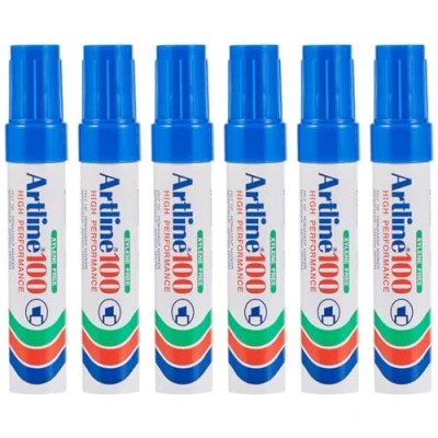 Image of Artline 100 7.5 12mm Giant Chisel Tip Permanent Marker Blue [Pack of 6]
