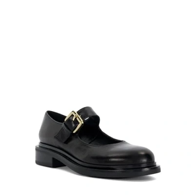 Image of Dune Ladies Huckle Leather Low Heel Mary Janes Size UK 7 Flat Black