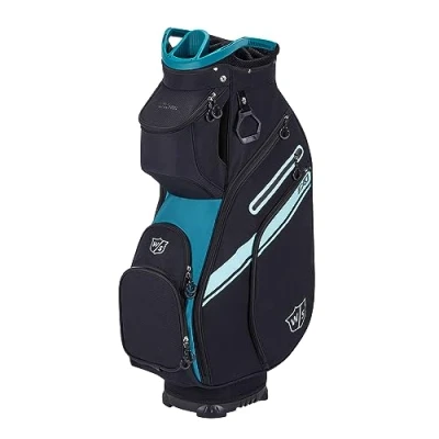 Image of Wilson Staff Golf Bag, EXO II Cart Trolley For up to 14 Clubs, Black/Turquoise, 2.3 kg, WGB6650WM