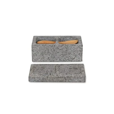 Image of Salt &amp; Pepper Pinch Pot by Garden Trading Crafted in Granite H5 X W11 D6cm