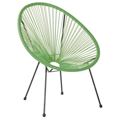 Image of Beliani Modern Accent Chair Round PE Rattan Steel Living Room Green Acapulco II