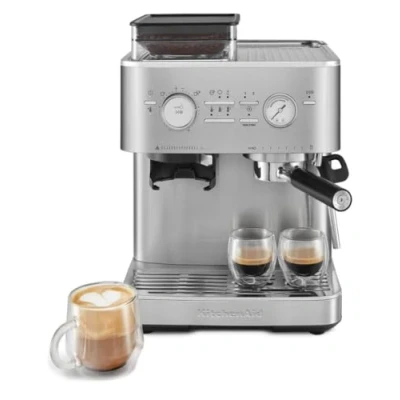 Image of KitchenAid, KES6551 Semi Automatic Espresso Machine with Burr Grinder, 2 Cup, Stainless Steel